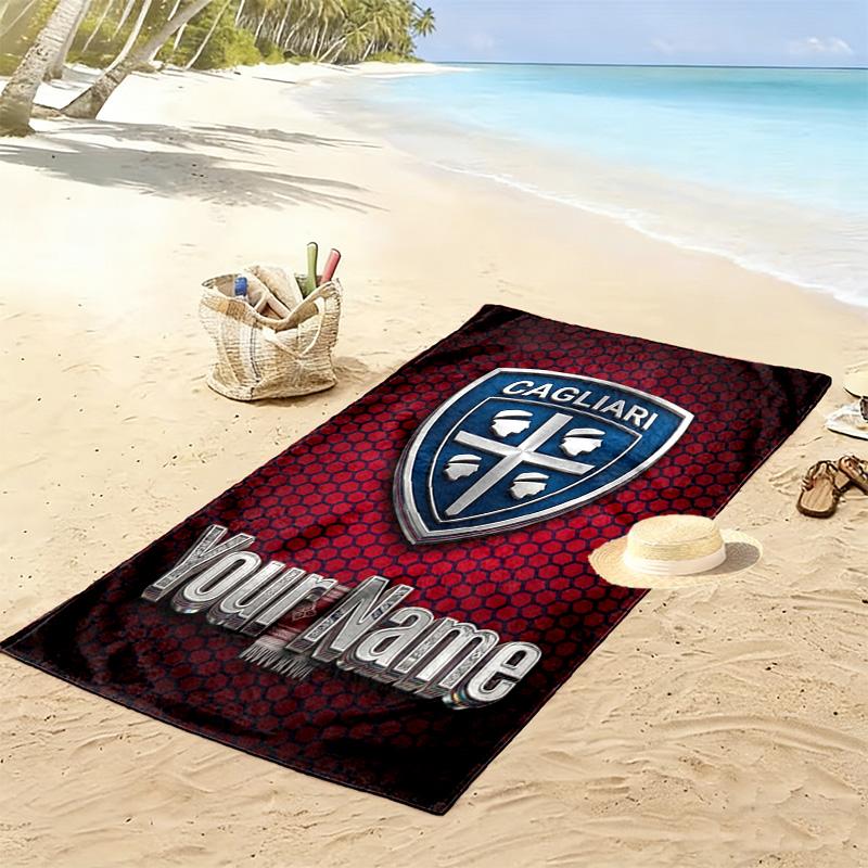 Name Custom Cagliari Calcio Print Beach Towel, Large Soft Quick Dry Towel for Beach Camping Swimming