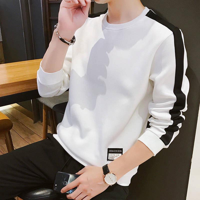 New Men's Korean Style Crew Neck Long Sleeve Sweatshirt - Spring/Autumn Casual Pullover