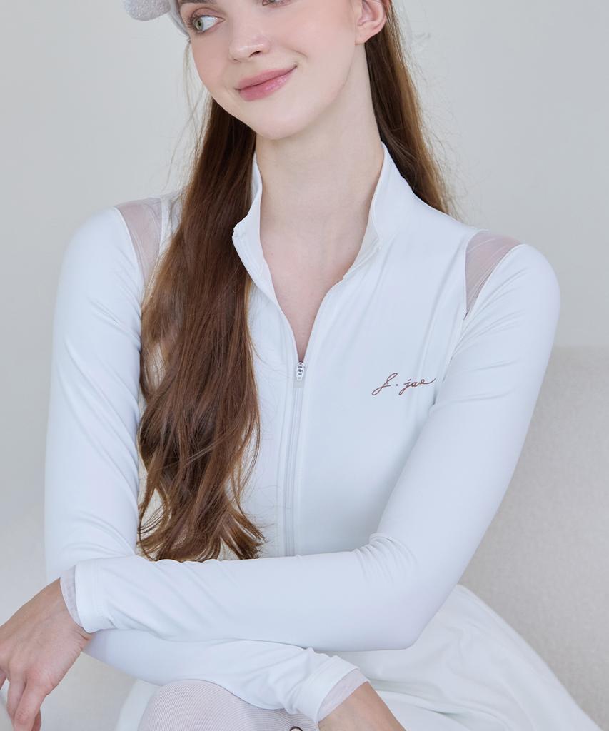 J Jane Mochi Long Sleeve Double Flare Dress (White)