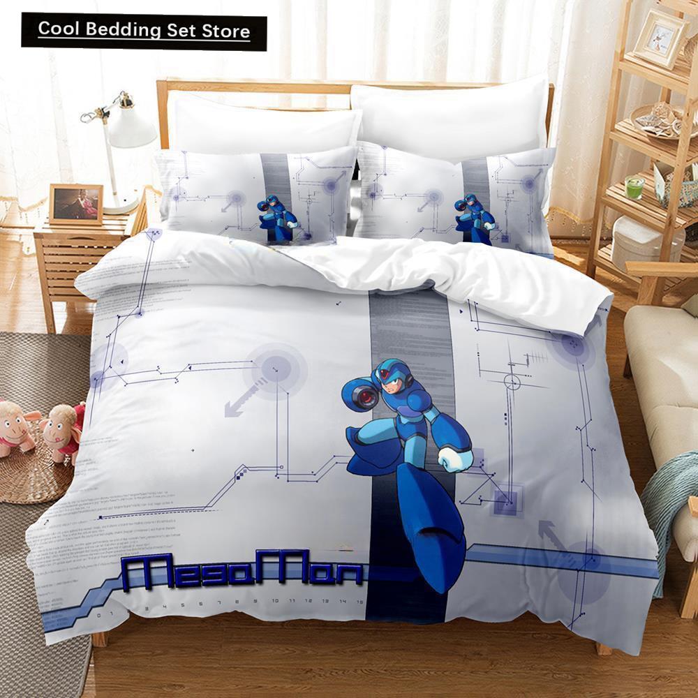 Mega Man X Dive Bedding Set Single Twin Full Queen King Size Bed Set Adult Kid Bedroom Duvet Cover Sets 3D Anime Bed Sheet Set