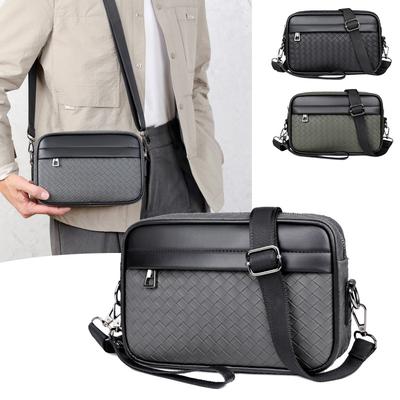 1Pc Men's New Clutch Bag Crossbody Bag Commuter Versatile Woven Plaid Leisure Bag Outdoor Shoulder Bag