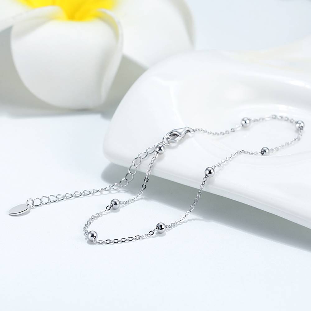 Astra Sterling Silver Rhodium-Plated Anklet for Women