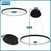 Ringformad LED-taklampa, matt svart, 25W, modern, industriell, hängande, lång, Neutral