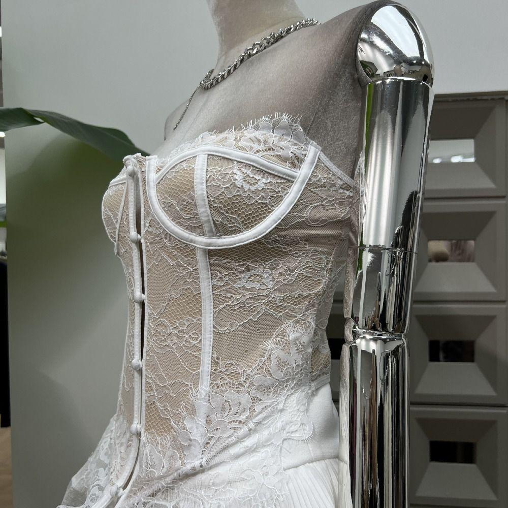 Flower Lace Long Corset Transparent Suspender Vest Elastic Lace Button Camisole  Ladies