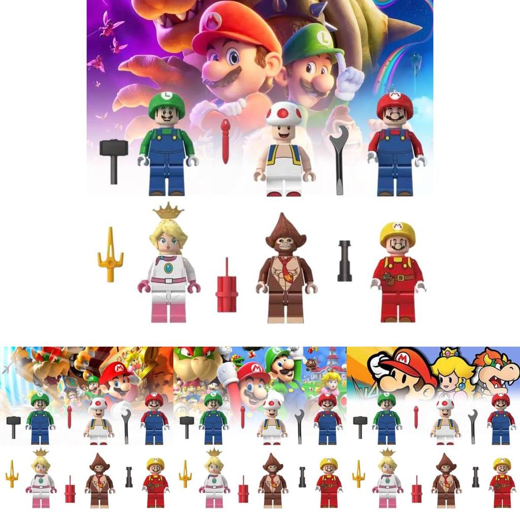 Colorful Mario Brothers Action Figures Abs Plastic Building Blocks Set