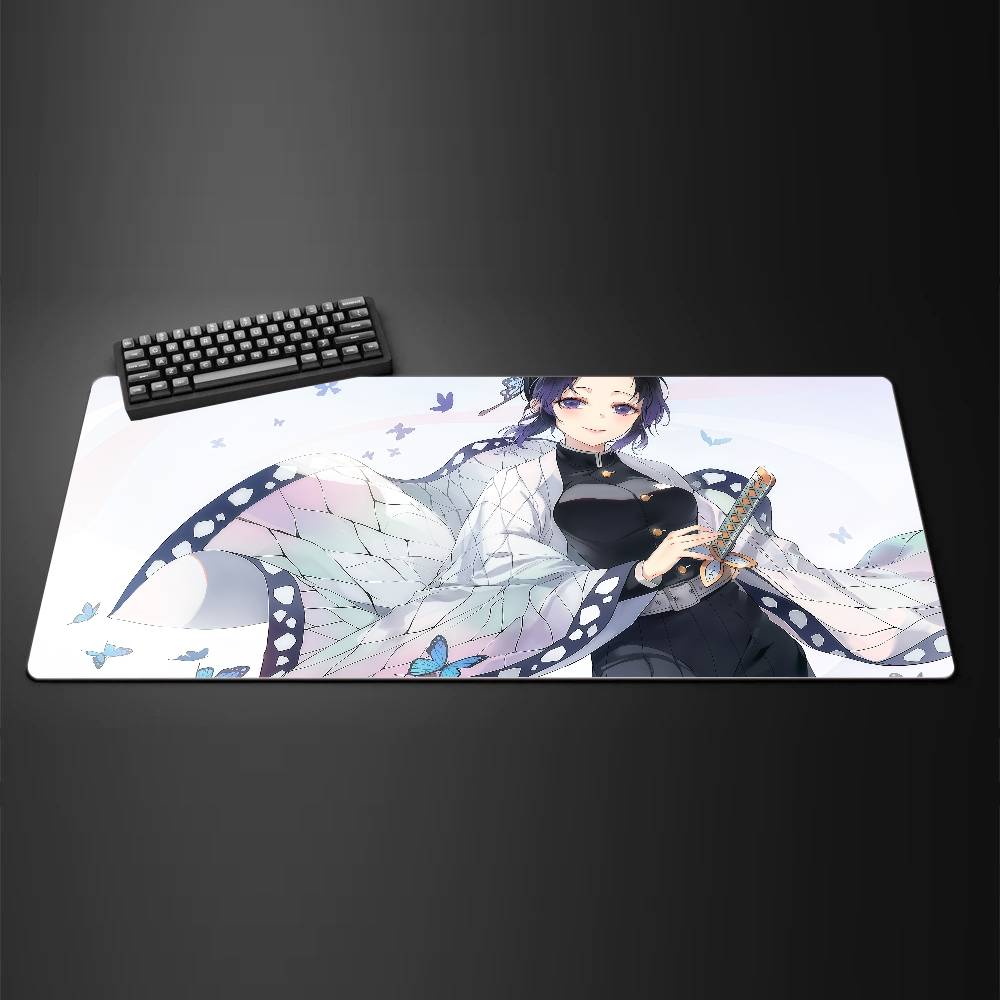 Tappetino Mouse per Gaming Anime Demon Slayer, Tappetino Grande per Tastiera e Scrivania in Gomma con Bordo Cucito da 2MM