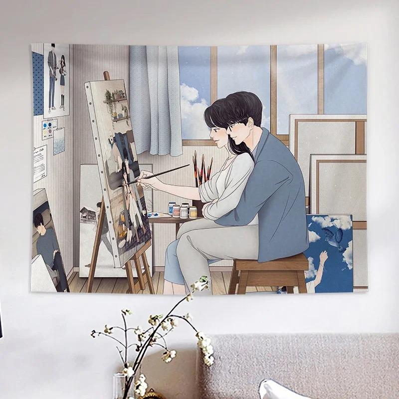 Couple Sweet Life Tapestry Office Living Room Tapestry Home Wall Decoration Tapestry