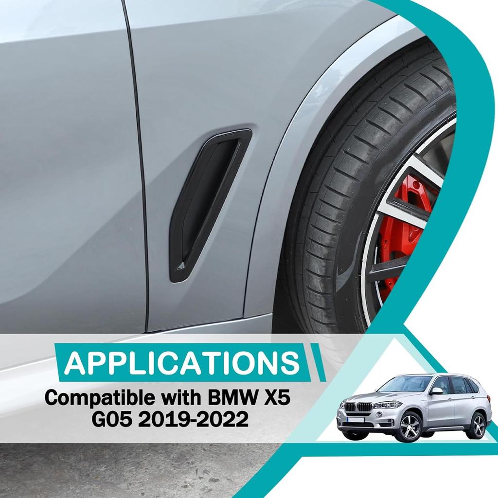 Front Side Fender Vent Decoration Trim Compatible with BMW X5 G05 2019-2022 Spoiler Body Decoration Cover, Air Flow Intake Hole Grille Exterior