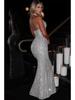 2024 Γυναικείο Αμάνικο Bodycon Φόρεμα Halter με Σχέδιο που Σφίγγει τη Μέση - Σέξι Μονόχρωμο για Φθινόπωρο/Χειμώνα