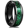 Fashion 8MM Men Stainless Steel Nordic Celtic Dragon Rings Inlay Green Carbon Fiber Rings For Men Women Wedding Party Jewelry