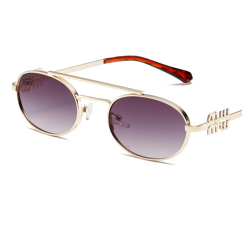 Metal Double Bridges Oval Frame Sunglasses Women Men Punk Fashion Designer Outdoor Driving Summer Traveling Sun Glasses UV400