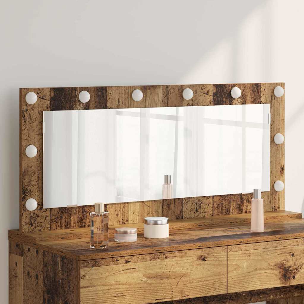 Washbasin Mirror Right Angled Reclaimed Wood Look 100 x 45 x 18 cm