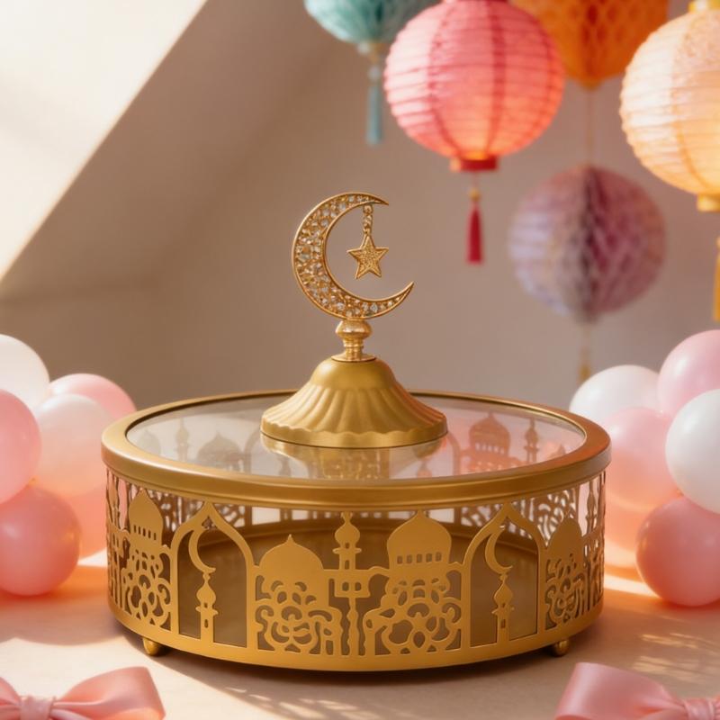 Multi Functional Iron Serving Tray for Holiday Parties Elegant Snacks Storage Container with Nonslip Base