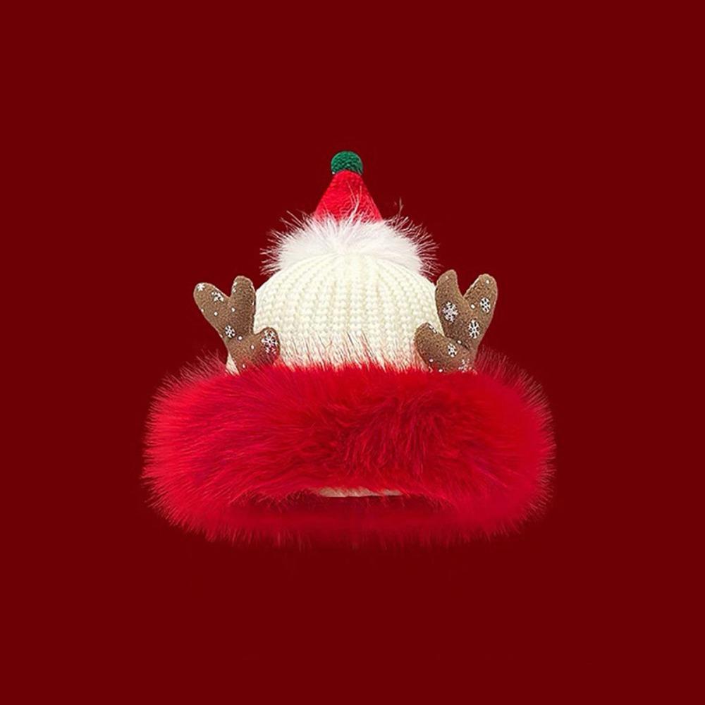Soft Christmas Plush Cap Windproof Big Pullover Hat Fashion Thickened Brimless Cap  Outdoor