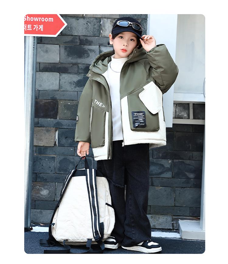 Children's Cotton Windbreaker: Boys' and Girls' Thick Hooded Autumn/Winter Jacket, 2025 New Style School Uniform for Middle & Big Kids