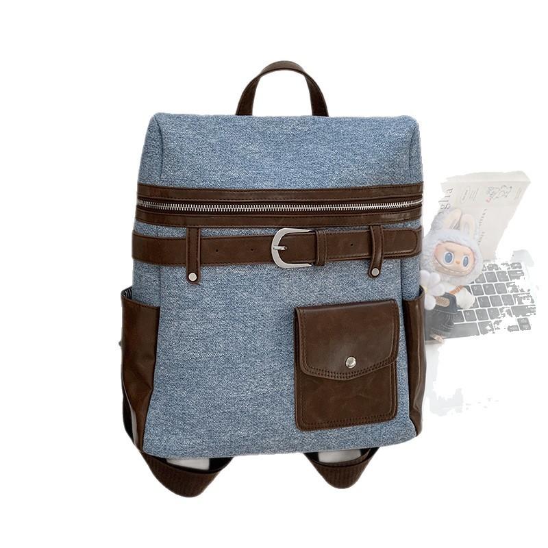 Casual Large-capacity Handbag Women's 2025 New Retro Denim Backpack Simple Student Schoolbag