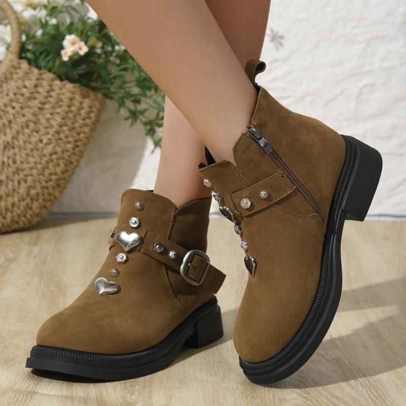 Fashion Autumn and Winter Women Outdoor Fashionable Boots 2024 New Solid Color Non-slip Women Metal Decoration Shoes Shoes for Women