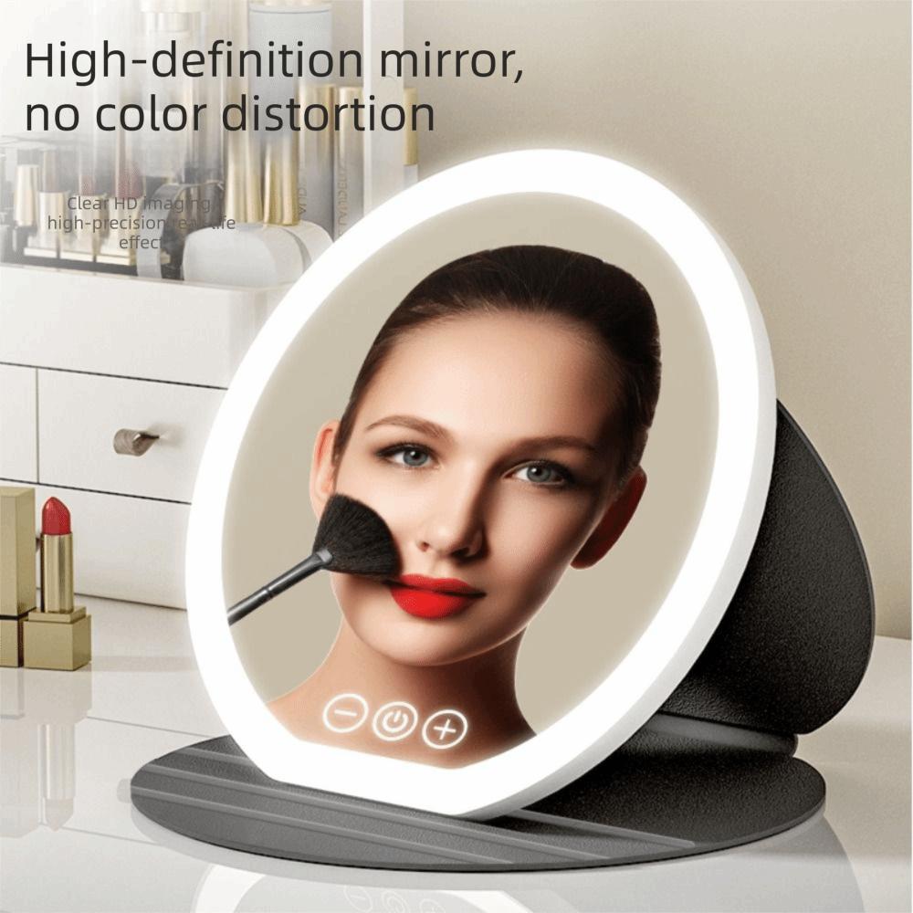 3 Color LED LED Makeup Mirror Round Mirror Foldable Cosmetic Mirrors  Dormitory Use