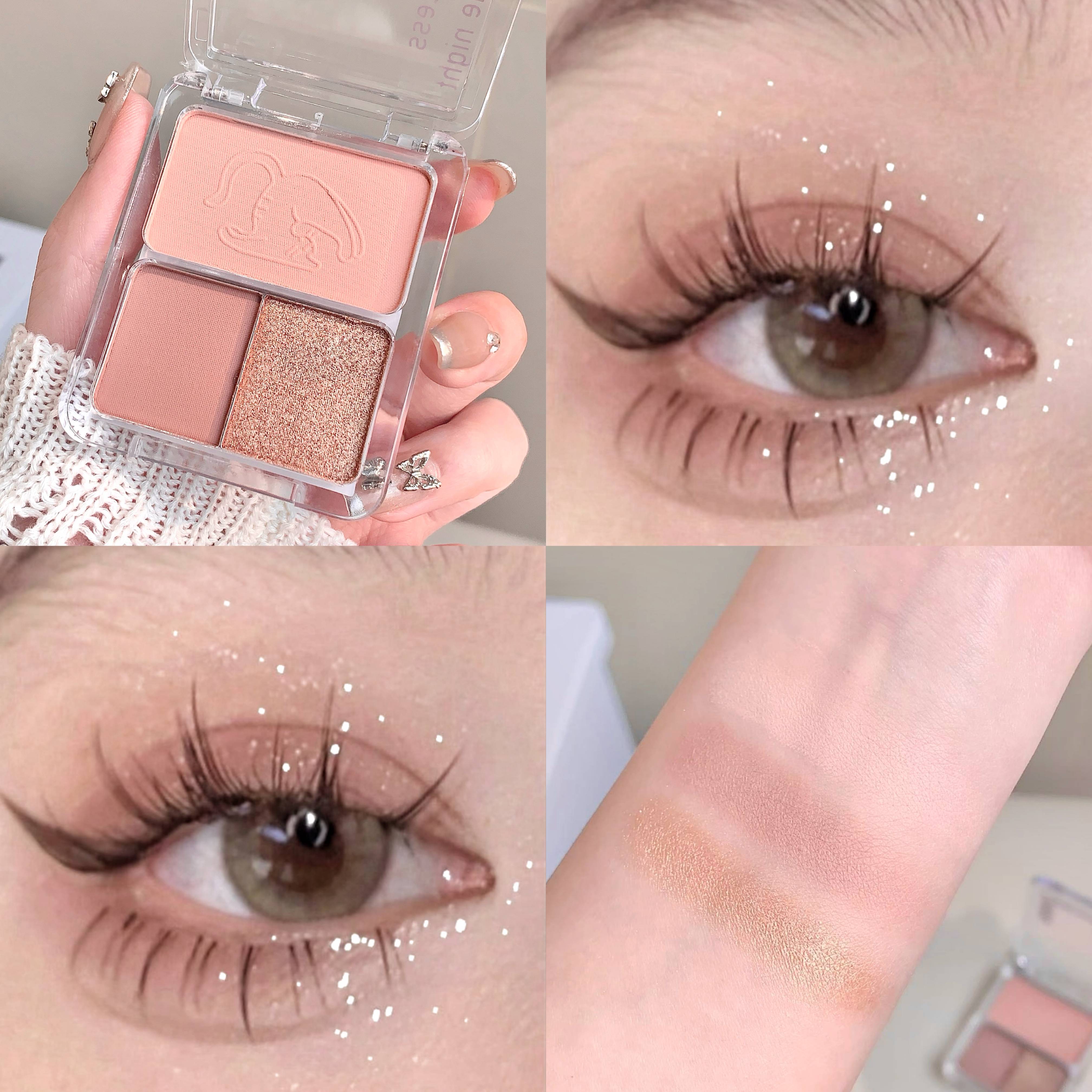 QMN Drie-Oogschaduw Palet Mat Parelmoer Oogschaduw Langhoudende Make-up Oogschaduw Palet Voor Beginners