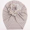 European & American Striped Baby Baotou Hat with Gold Flower - Thin, Protective for Girls