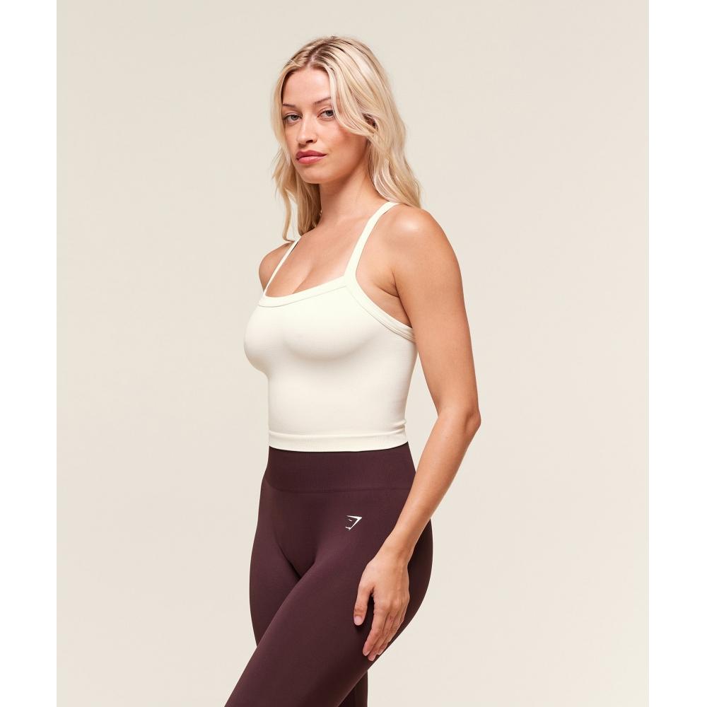Gymshark Everyday Seamless Ribbed Midi Top Soft White B4c3l Wcmy