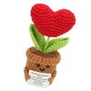 Crochet Potted Plant Doll Cute Positive Knitted Flower Pot Doll for Desktop Ornament Toy Red Heart