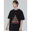 Weihnachts-T-Shirt Schwarz Freude für die Welt Weihnachtsbaum-Druck Feiertagsparty-Kleidung