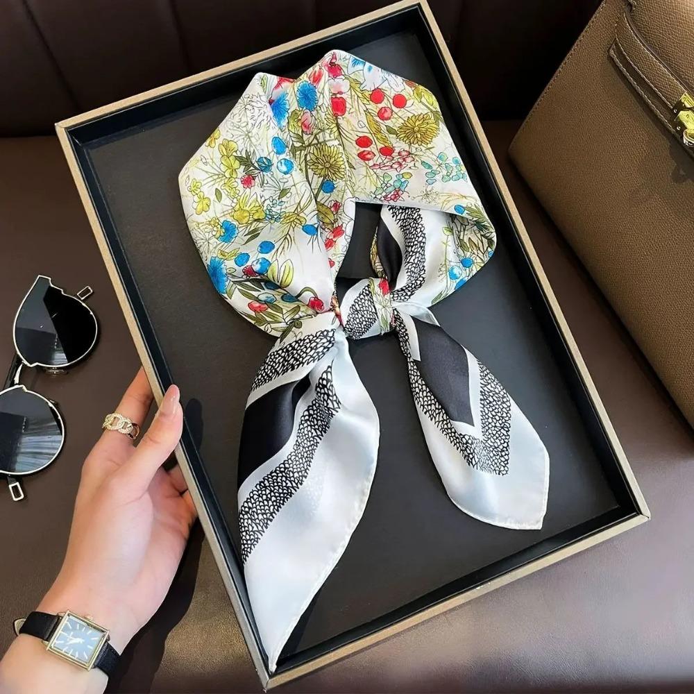 Fashion Luxury Brand 70cm Silk Feel Square Scarf Women Neck Tie Female Hair Bandana Headkerchief Shawl Wrap Hijab Echarpe