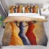 African Woman Bedding Set Vintage Africa Country Comforter Cover for Kids Boys Girls Teens Boho Style Exotic Nation Microfiber