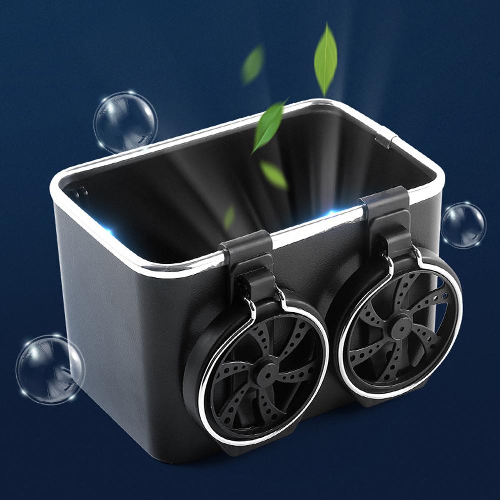 Car Interior Storage Box with 2 Cup Holders Multifunctional Car Storage Box with Cup Holder for Phone Tissue Cup Drink Holder