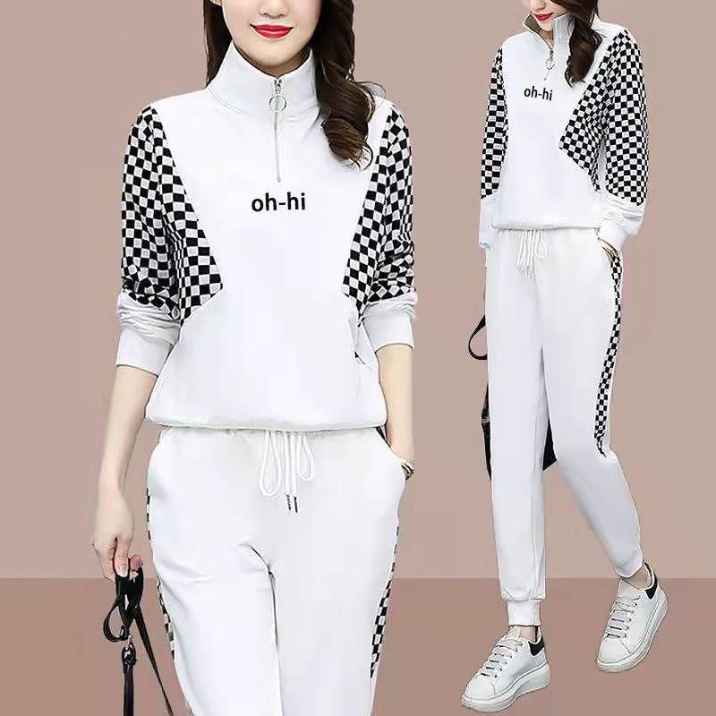 Fashionable and Elegant Temperament Suit Spring and Autumn Women's Sweatshirt Loose Age-reducing Leggings Sports Two-piece Set
