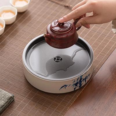 Wood Ash Pot Bearing Kung Fu Teaware Small Tea Table Teapot Bearing Retro Ceramic Dry Foam Tray Household Water Storage Tea Tray