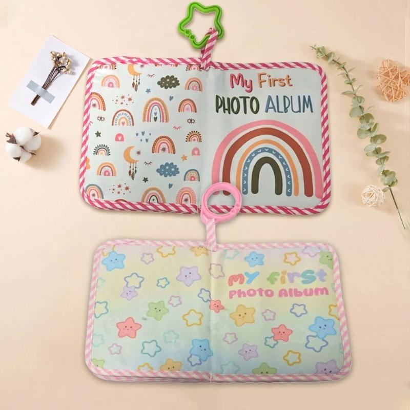 Soft Fabric Baby Photo Album Safe Strong Oxford Bohemian Rainbow Style Memory Book Colorful for Infants Children Use