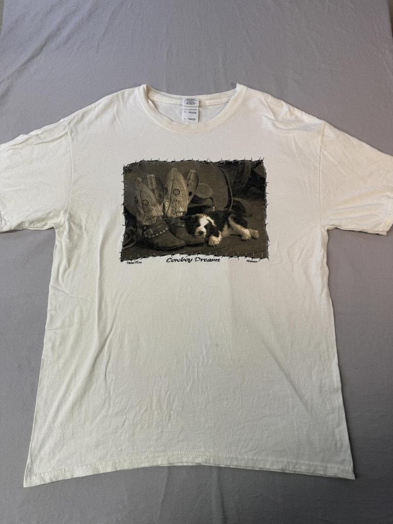Cowboy Dreams T-shirt Puppy Prairie Song RDawson Tee - L