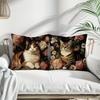 Elegant Cat - Floral Pillow CoversLiving room sofa cushion cover, soft and comfortable, bedroom room decoration
