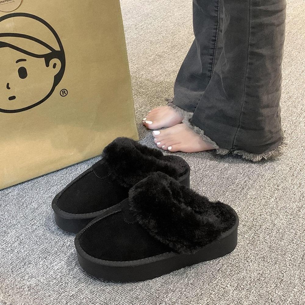Fashion Women's Winter Fluffy Slippers Fur House Slippers for Women Platform Furry Living Room Shoes Female Thick Warm Floor Sandals