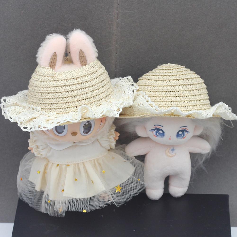 For 17cm Labubu Doll Clothes Fashion Clothes Straw Hat Doll Clothes Color Match Hat Dolls Accessories Cute Decoration Little Clothes