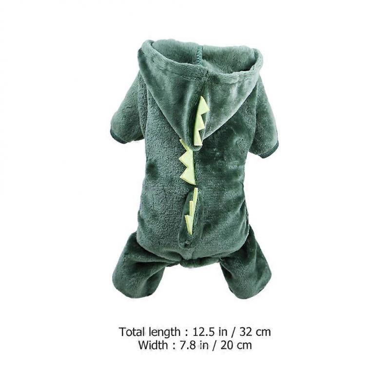 Green Dinosaur Designed Dog Outfit for Pet Use Crafted with Coral Fleece