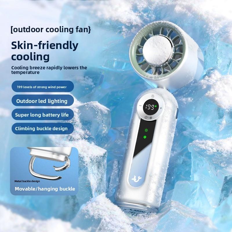 Ventilador de mano portátil con refrigeración por hielo, plegable, recargable por USB y silencioso