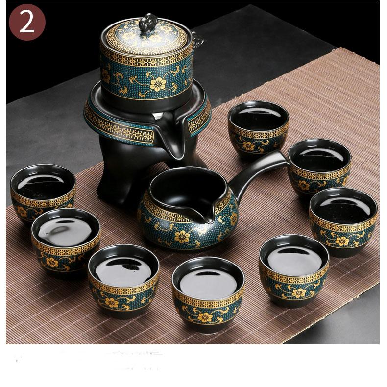 Semi-automatic Kung Fu Tea Set, Ceramic Stone Grinding, Teacup Tray, Porcelain Service, Gaiwan Tea Cups, Mug of Tea Ceremony