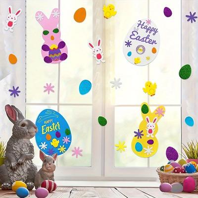 334pcs Easter Foam Stickers Kit,Easter Egg Bunny Chick DIY Stickers,Self-Adhesive,Easter DIY Crafts,Glitter Easter Foam Stickers