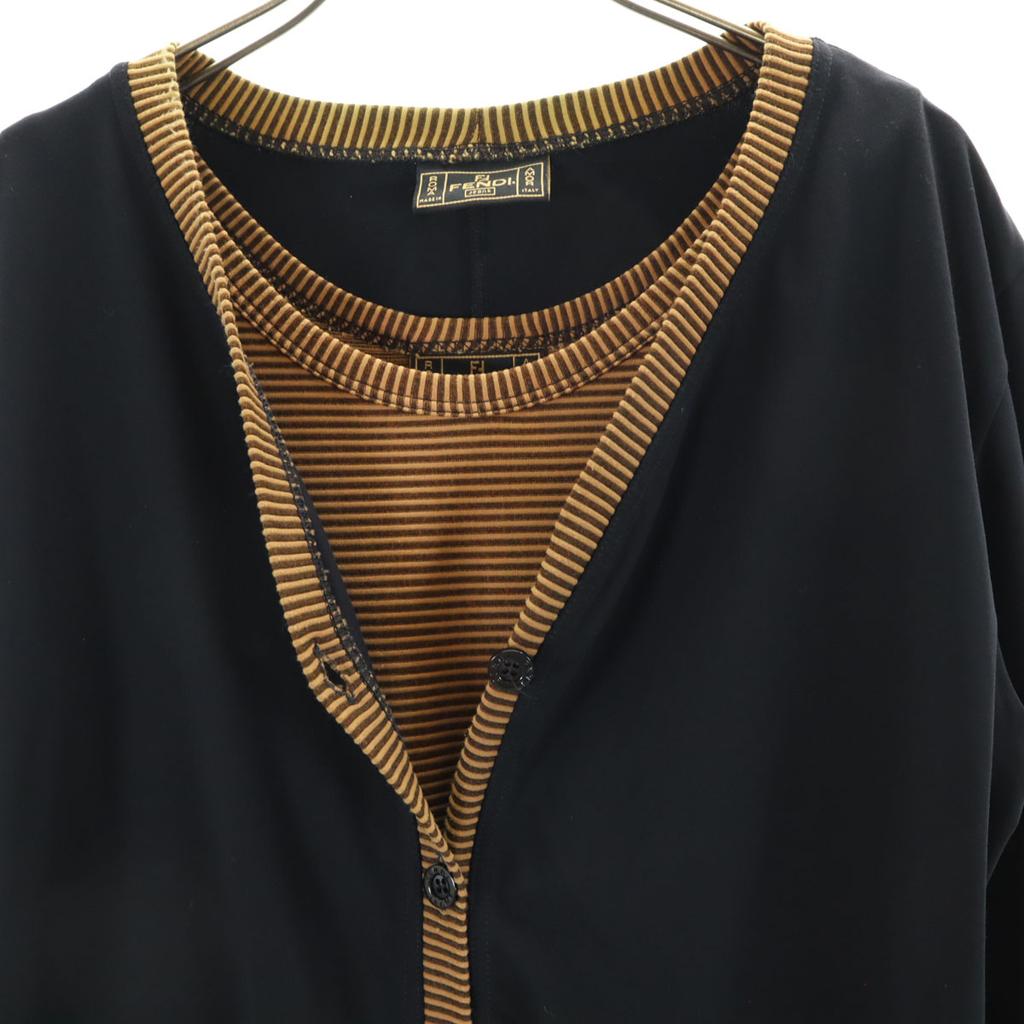 Fendi Made In Italy Border Pattern Long Sleeve Ensemble Knee-length Dress Women Used