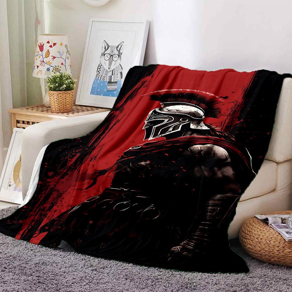 1pc Spartan Warrior Throw Blanket Soft Flannel, Cozy All Season Polyester Perfect for Home, Office 80cmx120cm