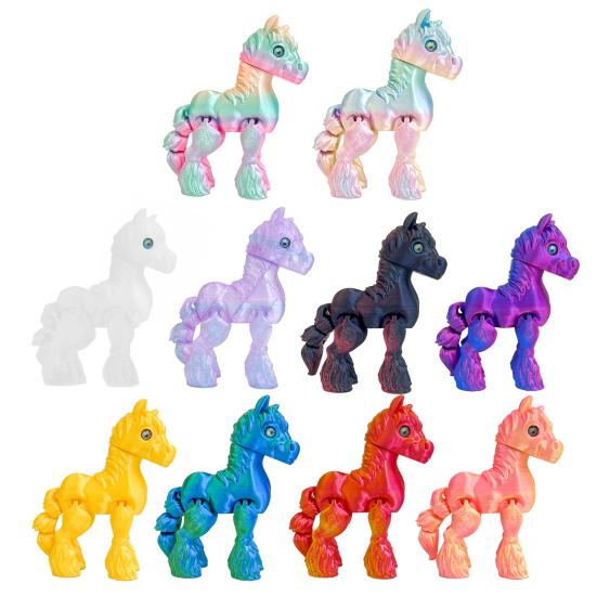 Figurine de Cheval Imprimée en 3D Articulations Mobiles Statue de Poney Jouet Fidget Anti-Stress Modèle Animal Éducatif Ornement Décoration de Bureau