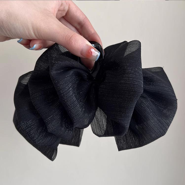 Large Silk Bow Hairpin: Korean Hair Flower Clip for Ponytails & Updos