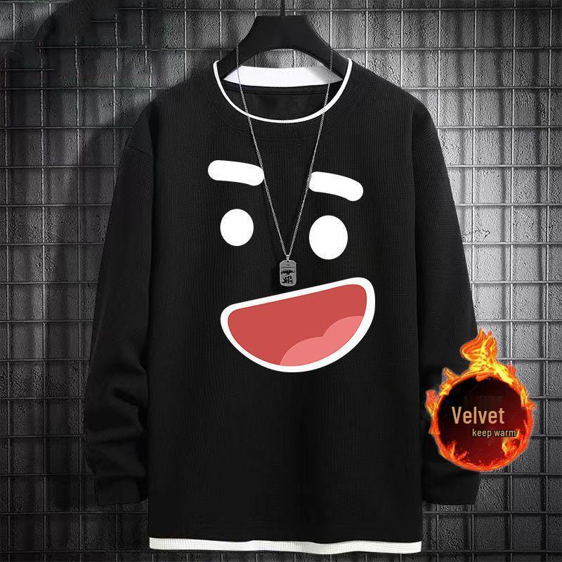 

Men s Plus-Size Waffle Knit Velvet Long-Sleeve Hoodie Sweater with Round Neck S for 60-80 pcs