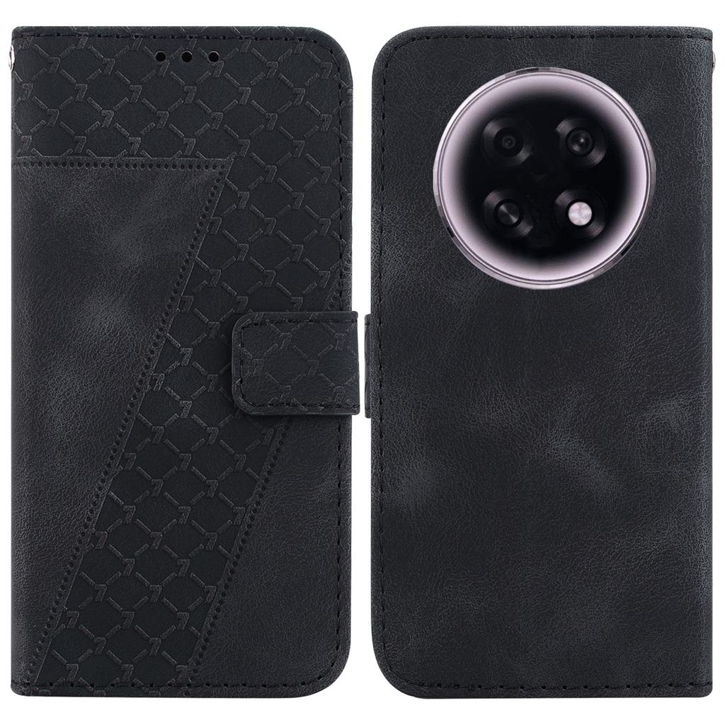 For Oppo F31 Pro+ 5G/A6 GT 5G Stand Case 7-Shaped Pattern Imprint Leather Phone Cover with Strap