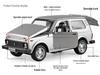 Boxed 1:32 Lada Jeep Alloy Car Model Toy with Pull-Back, Sound, and Light.