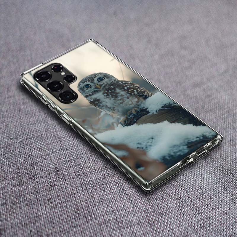 Owl in Winter Phone Case For Samsung Galaxy S24 S23 S21 S20 FE S22 S26 Ultra S25 Edge S10 Plus Cover Clear TPU Capa Shell Coque