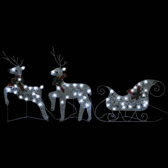 VidaXL Reindeer and Sleigh Christmas Decoration 60 LED Clear Lighting Christmas Illumination Living Room Children's Room 289978